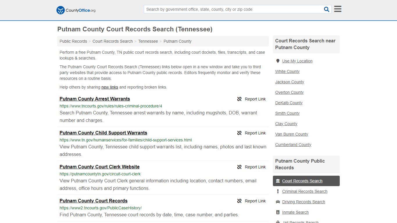 Putnam County Court Records Search (Tennessee) - County Office