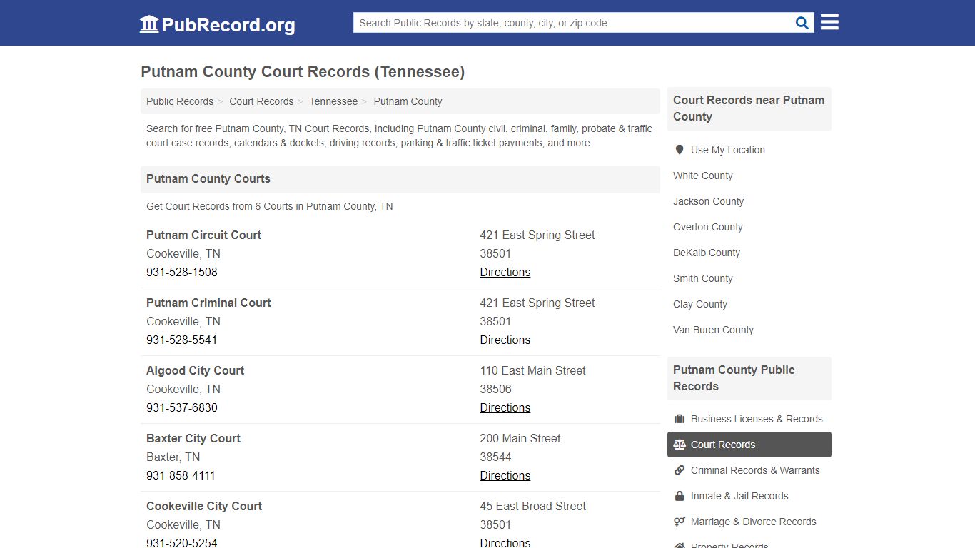 Free Putnam County Court Records (Tennessee Court Records)